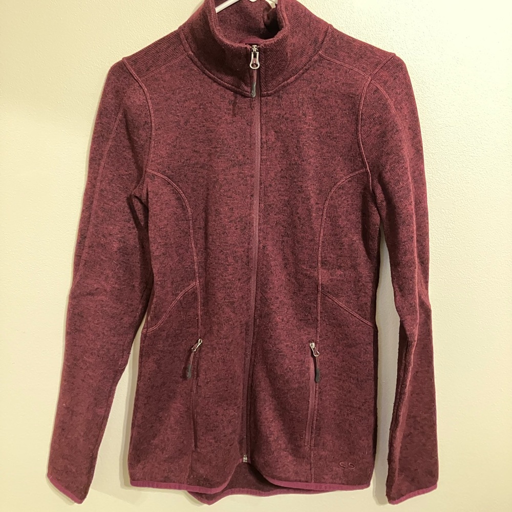 Full Zip Sweater Small Jacket Champion Front Pockets Maroon